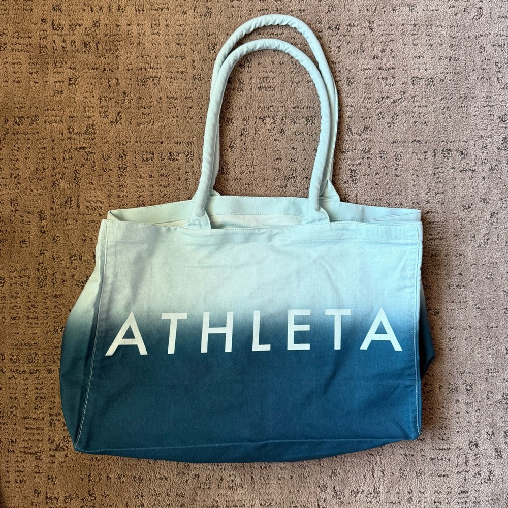 Athleta Blue Canvas Tote Bag with Ombré Design